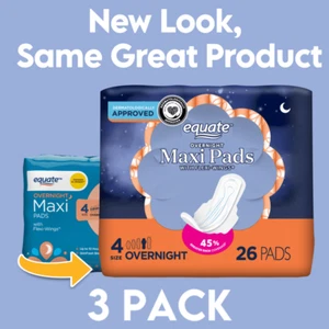 Maxi Pads with Wings, Unscented, Overnight, Size 4 (78 Count) - Picture 1 of 8