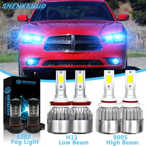 For Dodge Charger 2011 - 2014 8000K LED Headlights Hi/Lo + Fog Lights 6x Bulbs - Picture 1 of 12
