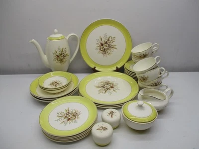 CUNNINGHAM & PICKETT "SUNGLOW" (34pc) Tea Pot-Dinner Plates-Sugar-Creamer & More - Image 1 of 4