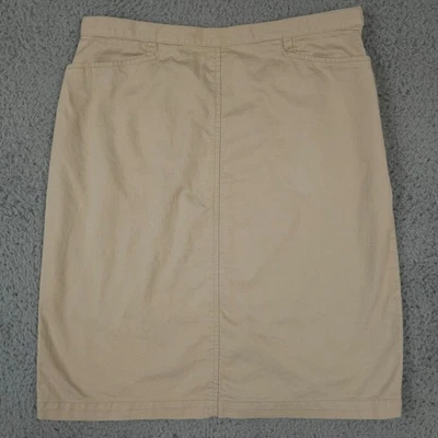 Vintage Talbots Skirt Womens 10 Khaki Beige Cotton Twill Pencil Side Zip Office - Image 1 of 4