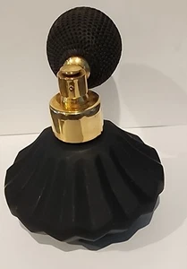 Atomiser Perfume Bottle Black Satin Glass Vintage Decorative Art Noveau Goth - Picture 1 of 8
