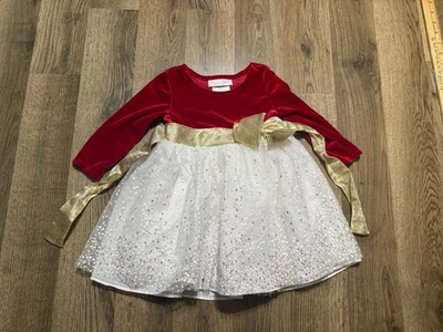 Vintage Bonnie Baby Dress Baby Size 12M Red White Gold Holiday Christmas *Tear - Image 1 of 4