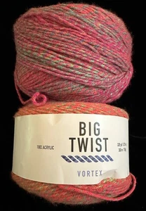 2 Big Twist Vortex Yarn 5.29 oz 100% Acrylic Pack of 2 NEON RAIN FOREST - Picture 1 of 3