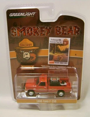 1990 '90 FORD F-250 FIRE TRUCK SMOKEY BEAR R3 GREENLIGHT DIECAST 2024 - Image 1 of 2