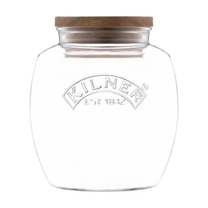 Universal Jar Wooden Lid 2 Litre Glass Food Container With Silicone Seals Kit... - Picture 1 of 7