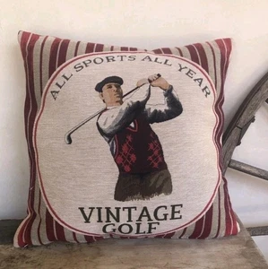 2 HINES OXFORD ENGLAND GOLF-All Sports Vintage Golf TAPESTRYPILLOW Cover - Picture 1 of 6