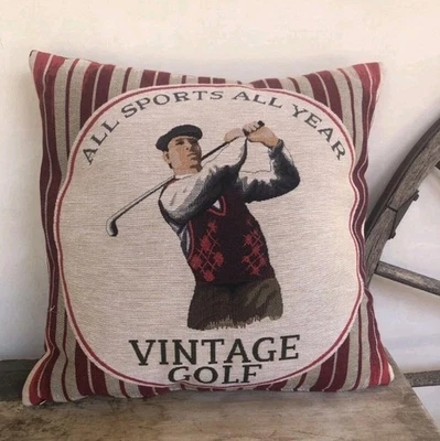 Cubierta de almohada de tapicería de golf vintage para todos los deportes Hines Oxford England Golf 2 Foto 1 de 4