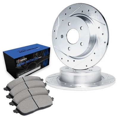 For Mazda 6 16-21 Drilled & Slotted Rear Brake Kit w Semi-Metalic Pads - Imagem 1 de 2