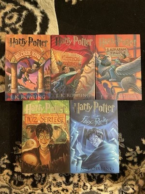 HUNGARIAN Harry Potter Hardcover Books Years 1-5, 1st Edition 2002 J. K. Rowling - Image 1 of 4