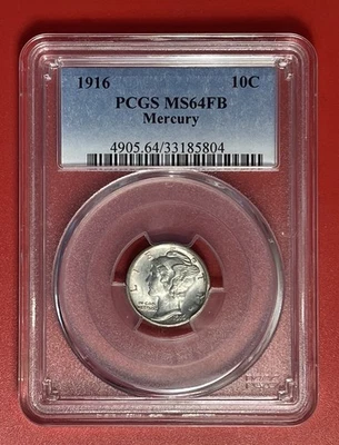 1916 P Mercury Silver Dime, PCGS Graded MS64FB.  Full Split Bands. - Image 1 of 4