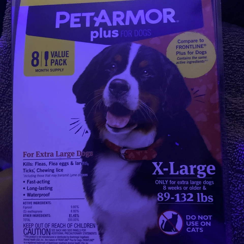 Pet Armor Plus Prevención de pulgas y garrapatas para perros 89-132 lb - Suministro para 8 meses Foto 1 de 1