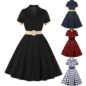 Ladies Party Prom Cocktail Vintage Swing Dress 40'S Rockabilly Retro Dresses UK - Picture 1 of 27