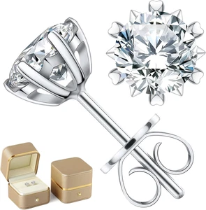 Earrings for Women, Gifts for Wife Mom, 0.6 Carat-3 Carat Moissanite Stud Earrin - Picture 1 of 12