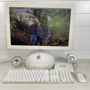 Vintage Apple iMac G4 20 Inch Desktop Computer Complete Box Discs Speakers Mouse - Picture 1 of 21