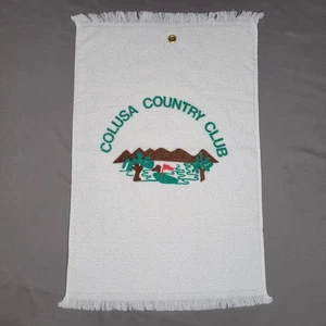 Colusa Country Club Golf Towel White USA Made Embroidered Cotton Brass Grommet - Picture 1 of 8