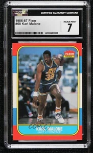 1986-87 Fleer Karl Malone #68 CGC 7 Rookie RC HOF - Picture 1 of 3