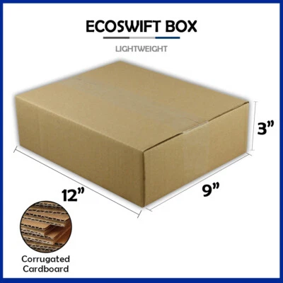 1-Box 12x9x3 "EcoSwift" Brand Cardboard Packing Mailing Shipping Corrugated - Image 1 of 4