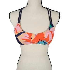 Aerie Racerback Floral Scoop Neck Bikini Top, Red/Pink/Blue, XS - Picture 1 of 14