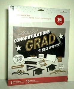 Graduation Photo Booth Kit 15 Props + Backdrop NEW Grad Party Supplies Selfies - Picture 1 of 7