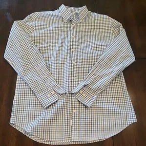 Peter Millar Cotton Men's L Plaid Window Pane Dress Shirt Long Sleeve Nanoluxe - Picture 1 of 11