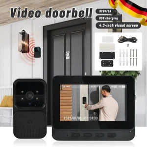 4,3" Monitor Video Türklingel mit HD Kamera Funkklingel Türsprechanlage Doorbell - Bild 1 von 12