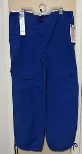 Hi-Rise Ladies Cargo/Parachute Wide Leg Pant, Blue, Medium - Picture 1 of 7