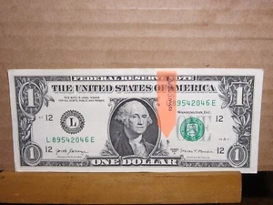 Fehler Calif. 2017A L89542046E Tinte verschmiert $1 Schein Geld Währung - Bild 1 von 3