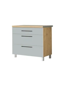 Küchenunterschrank 90 Unterschrank mit Schubladen Monia (KMO90DS)  Sonoma grau - Bild 1 von 2
