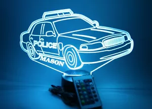 Polizist Auto Verfolgungsfahrzeug Nachtbeleuchtung personalisierte Lampe LED, Fernbedienung - Bild 1 von 12