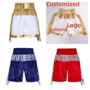 Boxershorts Gold Silber Quasten MMA Kickboxen Kampfsport Ausrüstung Muay Thai - Bild 1 von 13