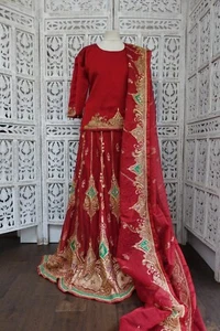 Maroon UK 12 / EU 38 vintage Indian bollywood Lengha choli skirt SKU19000 - Picture 1 of 17
