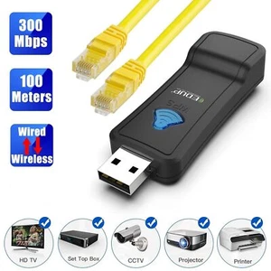 300 Mbps Wireless WiFi to RJ45 Converter Adapter Ethernet Network Bridge Dongle - Picture 1 of 15