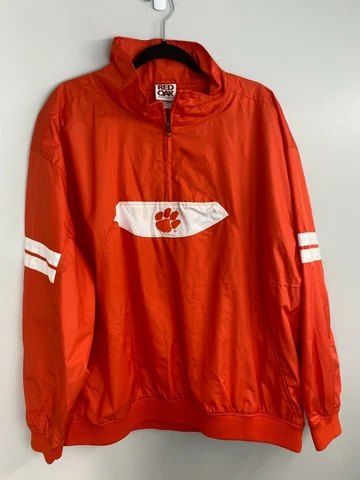 Clemson Tigers Red Oak Brand Orange Pullover Windbreaker Mens Size XL NCAA Cover