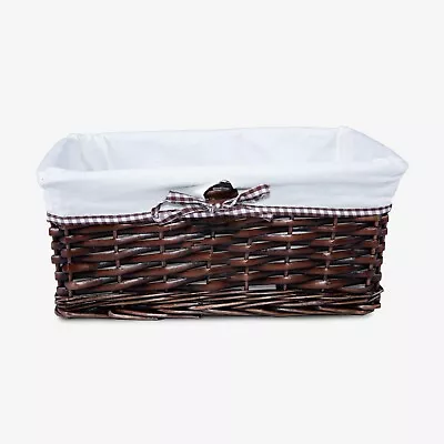 GREEN LEAVES Natural Wicker Storage Gift Hamper Shelf Basket with Lining Gift Hampers Storage