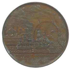 1799 Gran Bretaña barcos SIR SYDNEY SMITH - ATAQUE A ACRE bronce 38 mm BHM 74 - Imagen 1 de 2