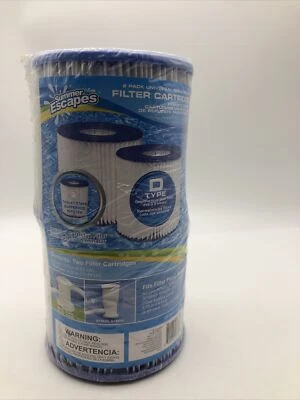 Summer Escapes Type D Pool Filter Cartridges 3.75" x 4.13" Filters New 2 Pack - Image 1 of 4