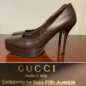 GUCCI for Saks Fifth Ave braune Leder Plateau High Heels Pumps Gr. 36,5 / US6,5 - Bild 1 von 12