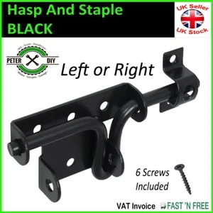 Hasp And Staple BLACK Solid Security Lock Door Gate Shed PADLOCK LATCH STRONG - Picture 1 of 2