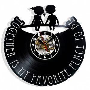 Together Is My Favorite Place to Be Vinyl Wall Clock Gift Holiday Home Decor - Picture 1 of 5