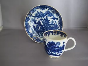 Worcester Coffee Cup and Saucer c 1770-1780 The Argument Disguised Numeral Mark - Picture 1 of 11