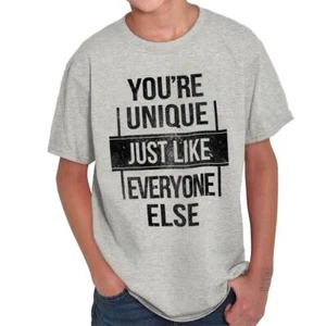 Unique Like Everyone Else Sarcastic Attitude Youth Crewneck T Shirts Boy or Girl - Picture 1 of 10