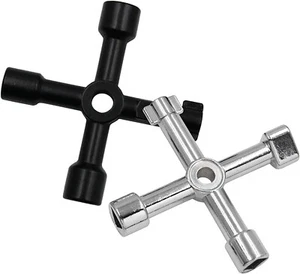 Lot de 2 clés Sillcock, outil de clé à eau 4 voies, clés à eau Silcock multifonctionnelles - Photo 1/7