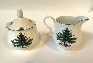 Juego de tazones de crema y azúcar Nikko ""Happy Holidays"" - Hecho en Japón - Imagen 1 de 4