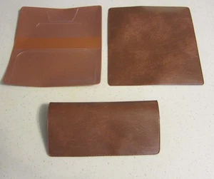 1 NEW PECAN BROWN MARBLE VINYL CHECKBOOK COVER WITH DUPLICATE FLAP CHECK BOOK - Picture 1 of 3