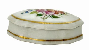 Vintage Limoges Frankreich Porzellan Schmuckkästchen handbemalt florales Design Goldrand - Bild 1 von 8
