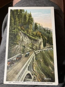 Postal Shepperd's Dell Bridge coches antiguos Columbia River Highway Oregon - Imagen 1 de 2