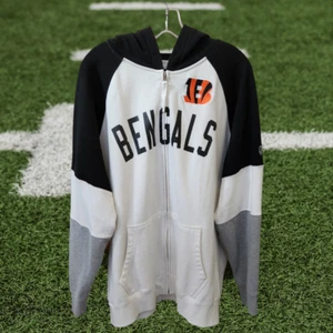 NFL Cincinnati Bengals Men's 2XL Full Zip Hooded Sweatshirt White Black Gray - Picture 1 of 6
