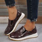 Ladies Fashion Snake Print Leather Comfortable Thick Soled Casual Sports Shoes
