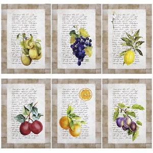Set 6 Geschirrtücher Kochen Frucht Geschirrtücher Vintage Baumwolle 6869 - Bild 1 von 6