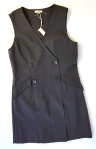 Max Studio Sleeveless Tuxedo V neck double button faux wrap dress Black New XL - Picture 1 of 9